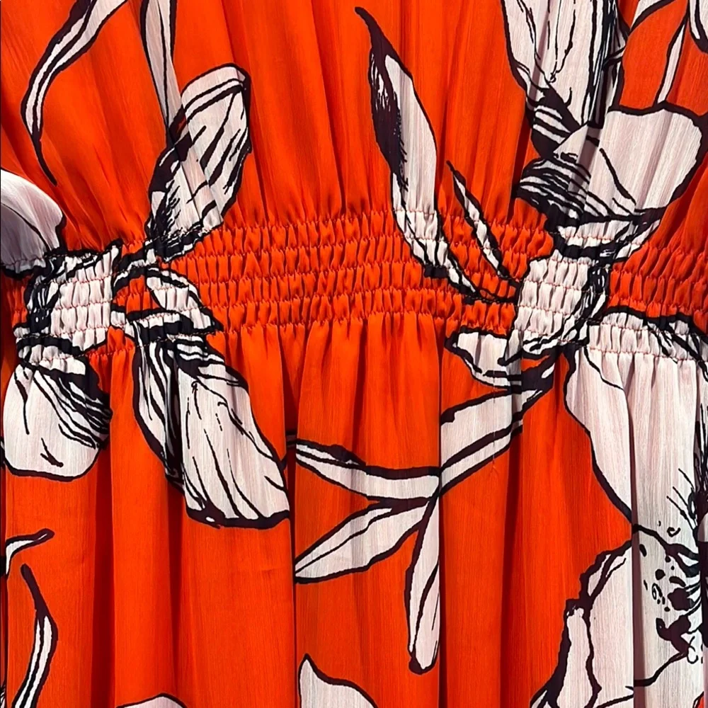 SLNY Red And White Flutter Sleeve Sundress Size 10‎  Vacation, Resort  Flowy